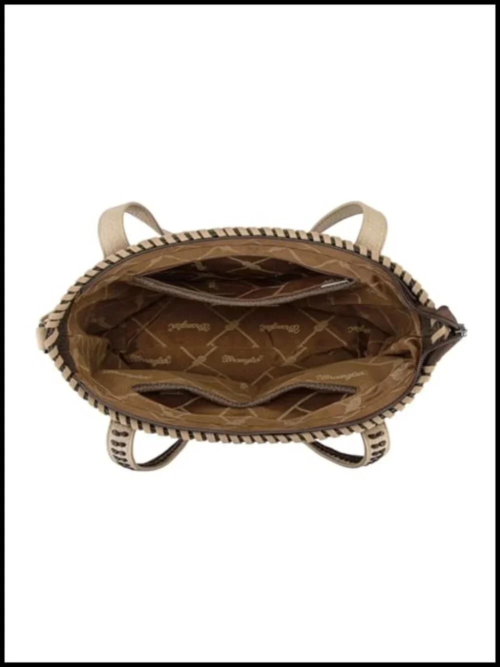 Western Fringe Tote Handbag with Whipstitch Detail Crossbody